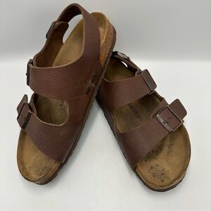 Birkenstock Milano Brown Leather Buckles Back Strap EU 42 M 9-9.5 W 11-11.5